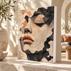 Abstract Woman Face Contour Line Canvas Wall Art - canvas detail view 6