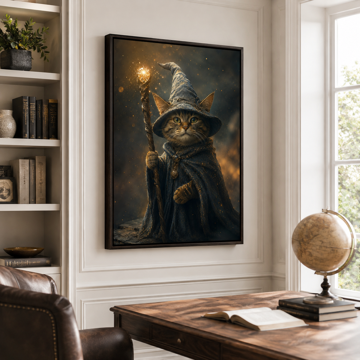 Custom Magical Wizard Pet Portrait Canvas Wall Art