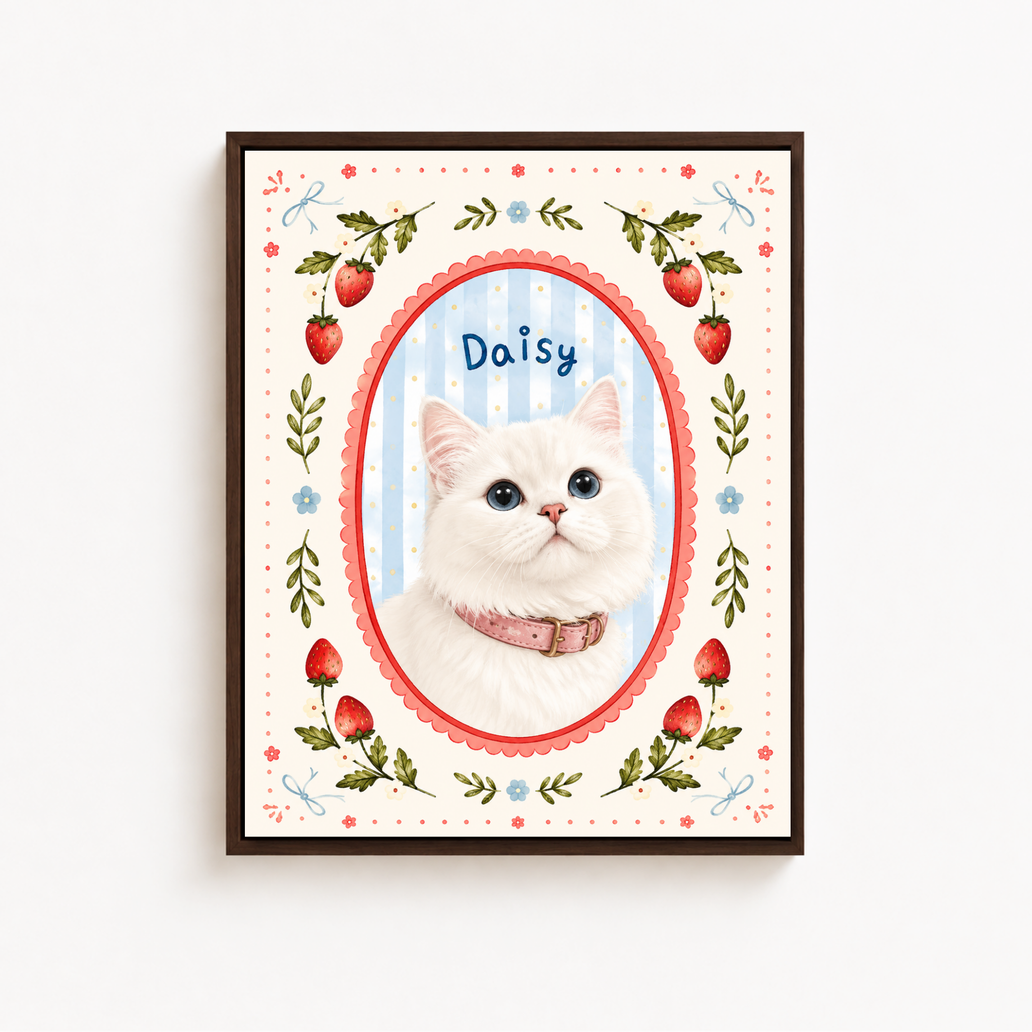 Custom Floral Cat Portrait Canvas Aura Canvas