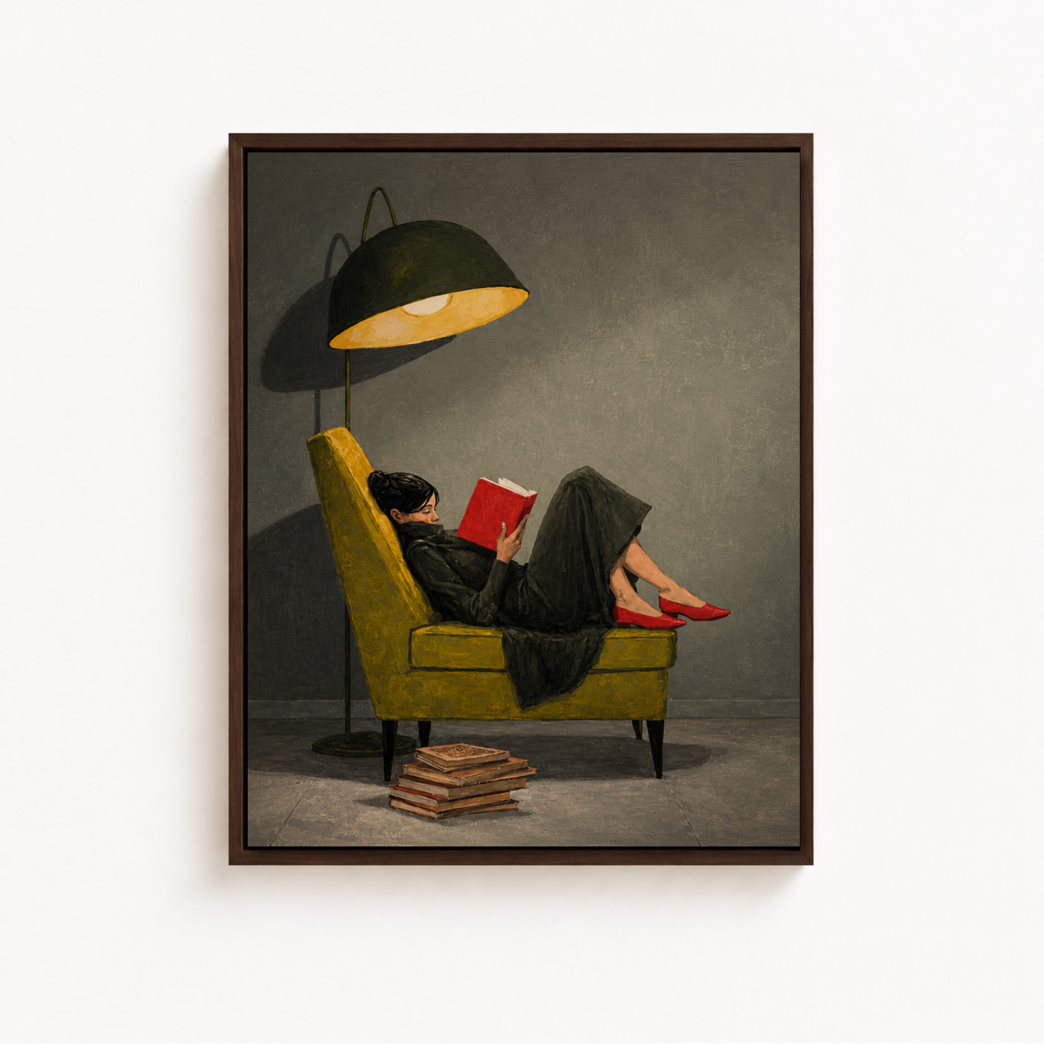 Cozy Reading Woman Canvas Wall Art Aura Canvas