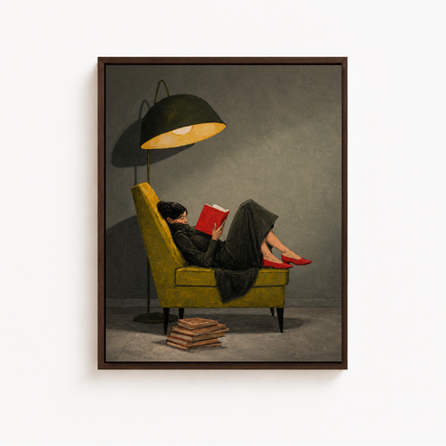 Cozy Reading Woman Canvas Wall Art Aura Canvas
