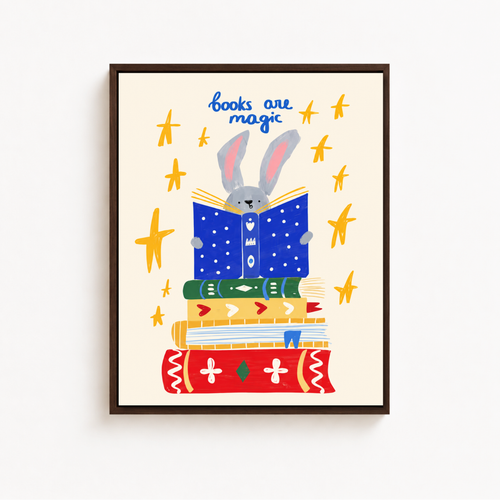Books Are Magic Bunny Canvas Wall Art Aura Canvas