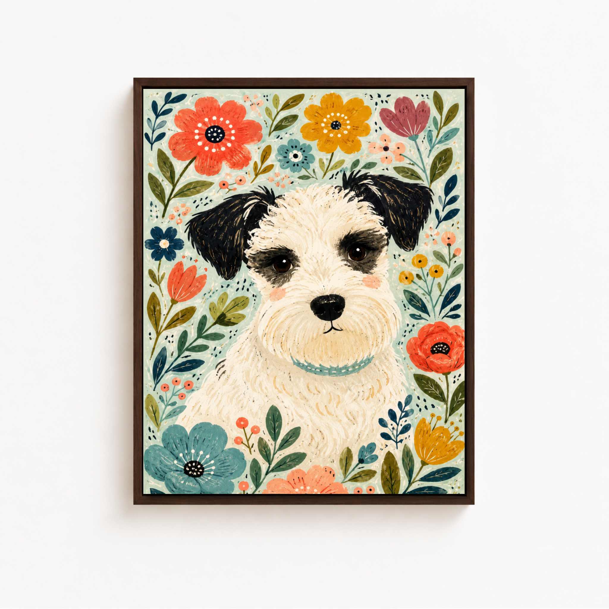 Custom Pet Portrait Floral Canvas Wall Art Aura Canvas
