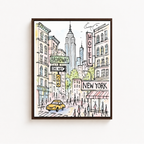 New York City Sketch Canvas Wall Art Aura Canvas