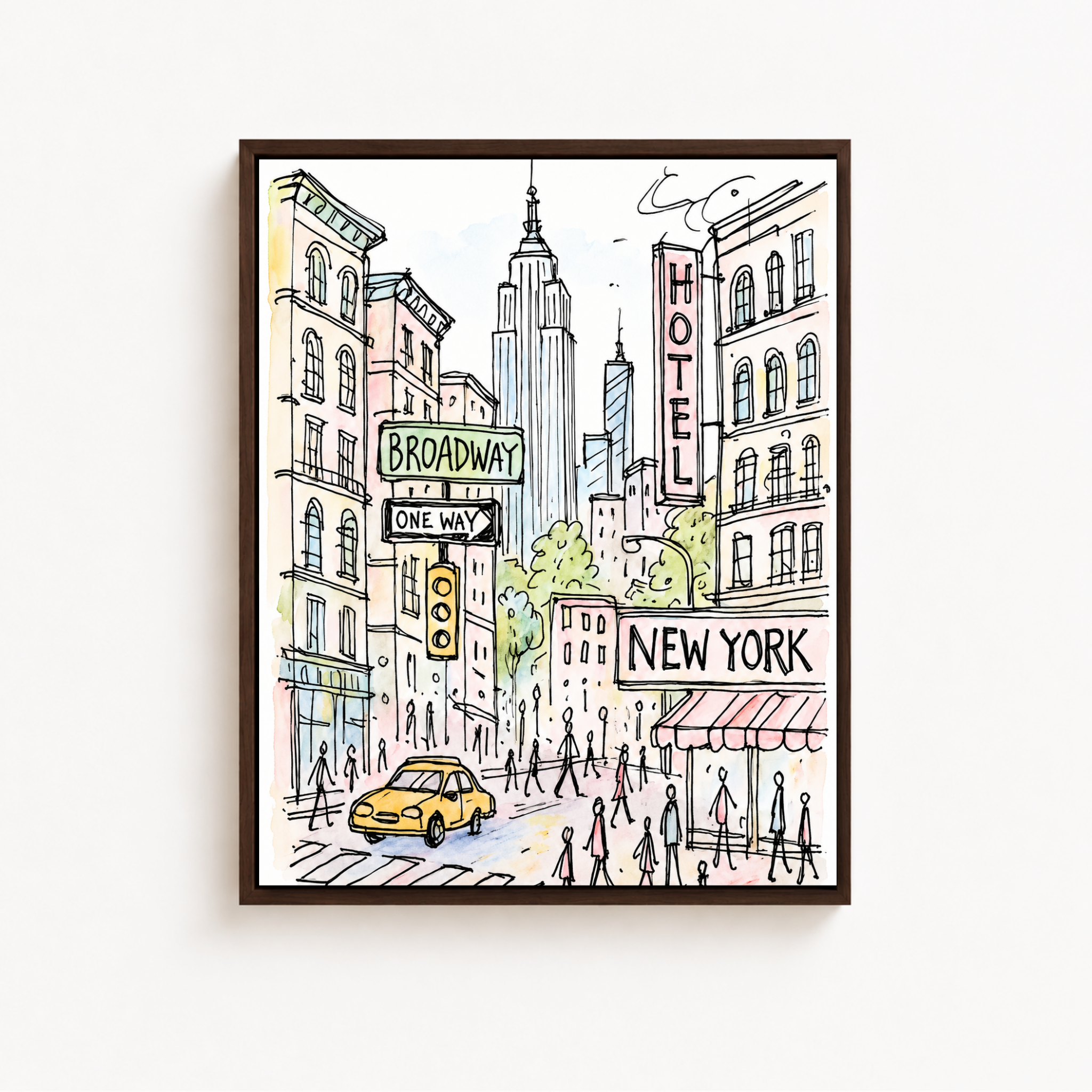 New York City Sketch Canvas Wall Art Aura Canvas