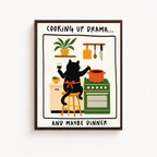Cooking Up Drama Cat Canvas Wall Art Aura Canvas