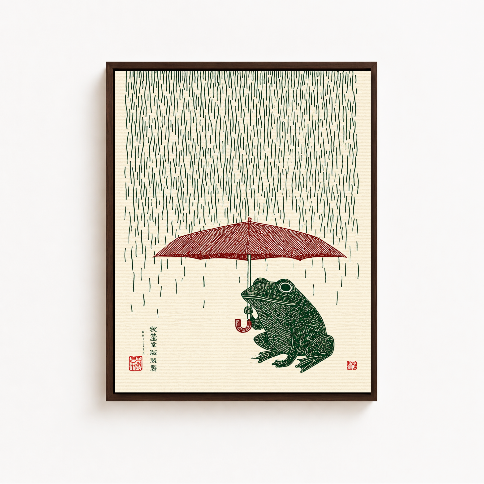 Rainy Day Frog Canvas Wall Art Aura Canvas