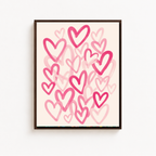 Pink Brushstroke Hearts Canvas Wall Art Aura Canvas