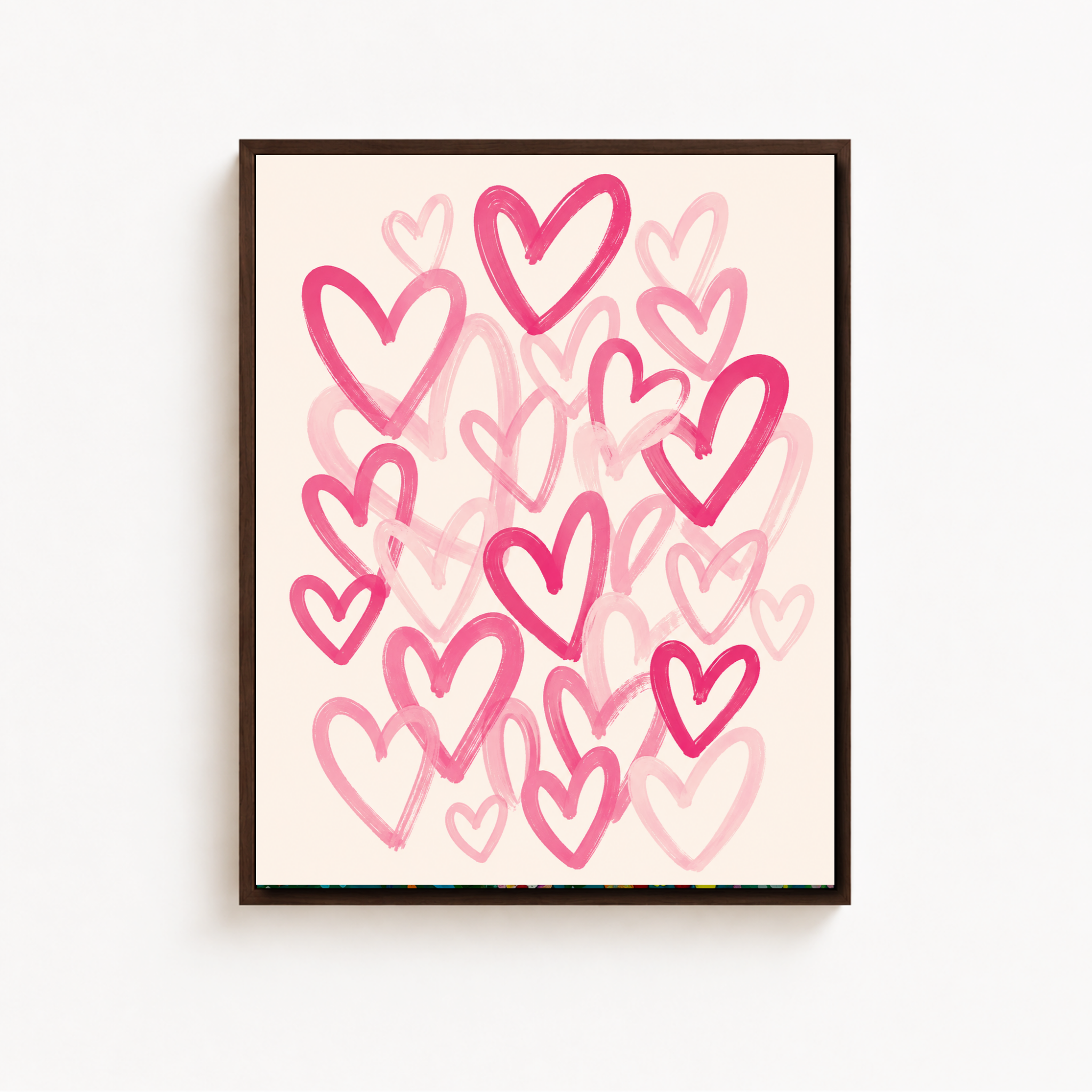 Pink Brushstroke Hearts Canvas Wall Art Aura Canvas
