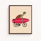 Surfer Turtle Canvas Wall Art Aura Canvas