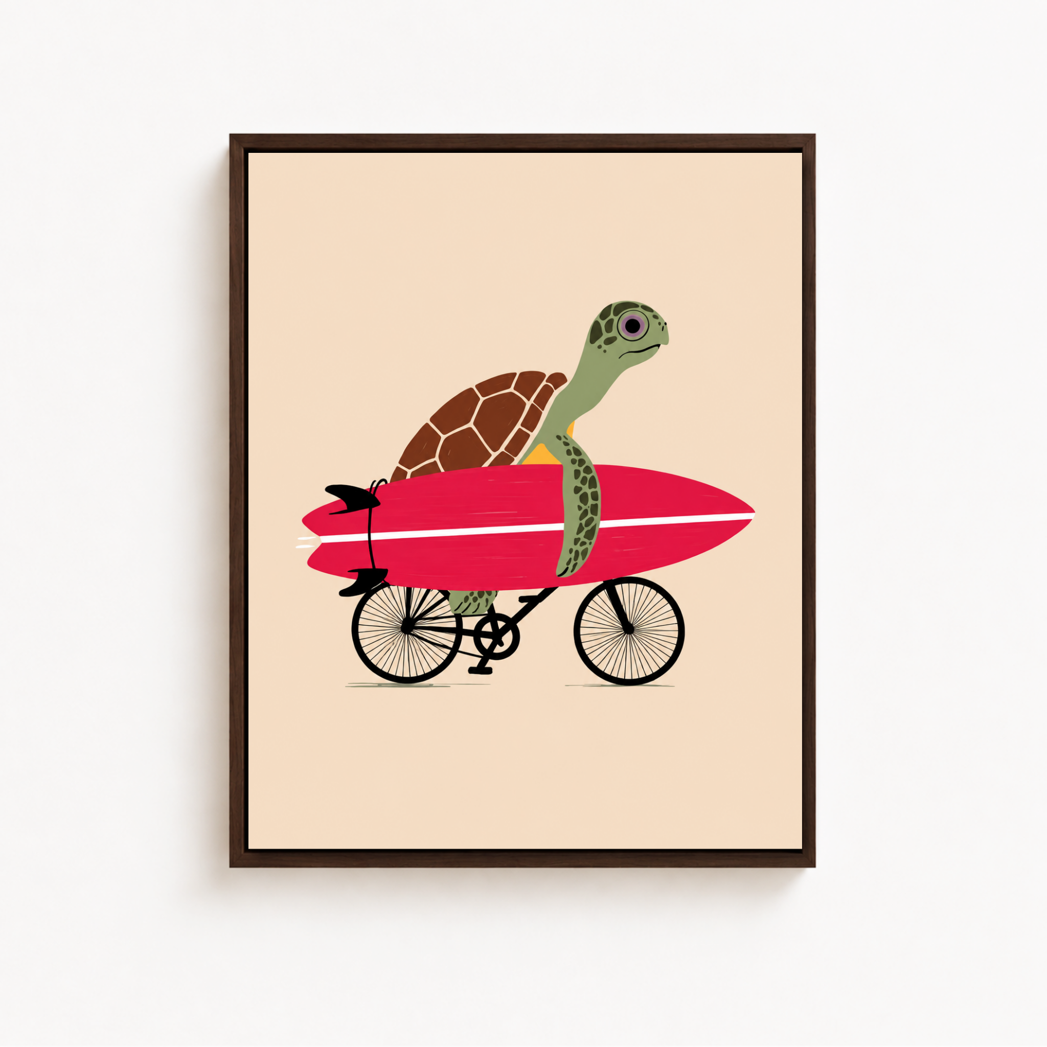 Surfer Turtle Canvas Wall Art Aura Canvas