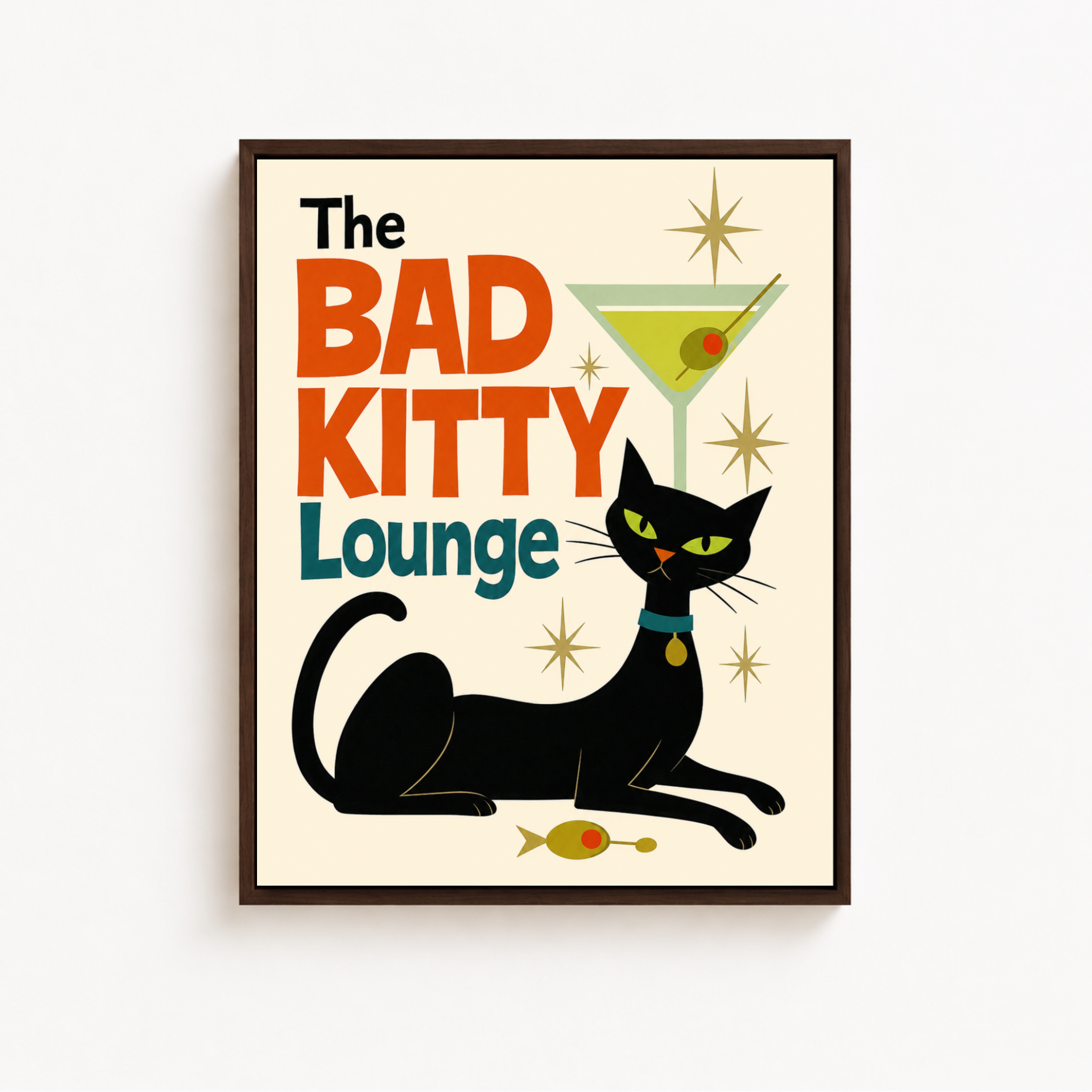 Bad Kitty Lounge Black Cat Canvas Wall Art Aura Canvas