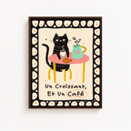 Black Cat Croissant Café Canvas Wall Art Aura Canvas