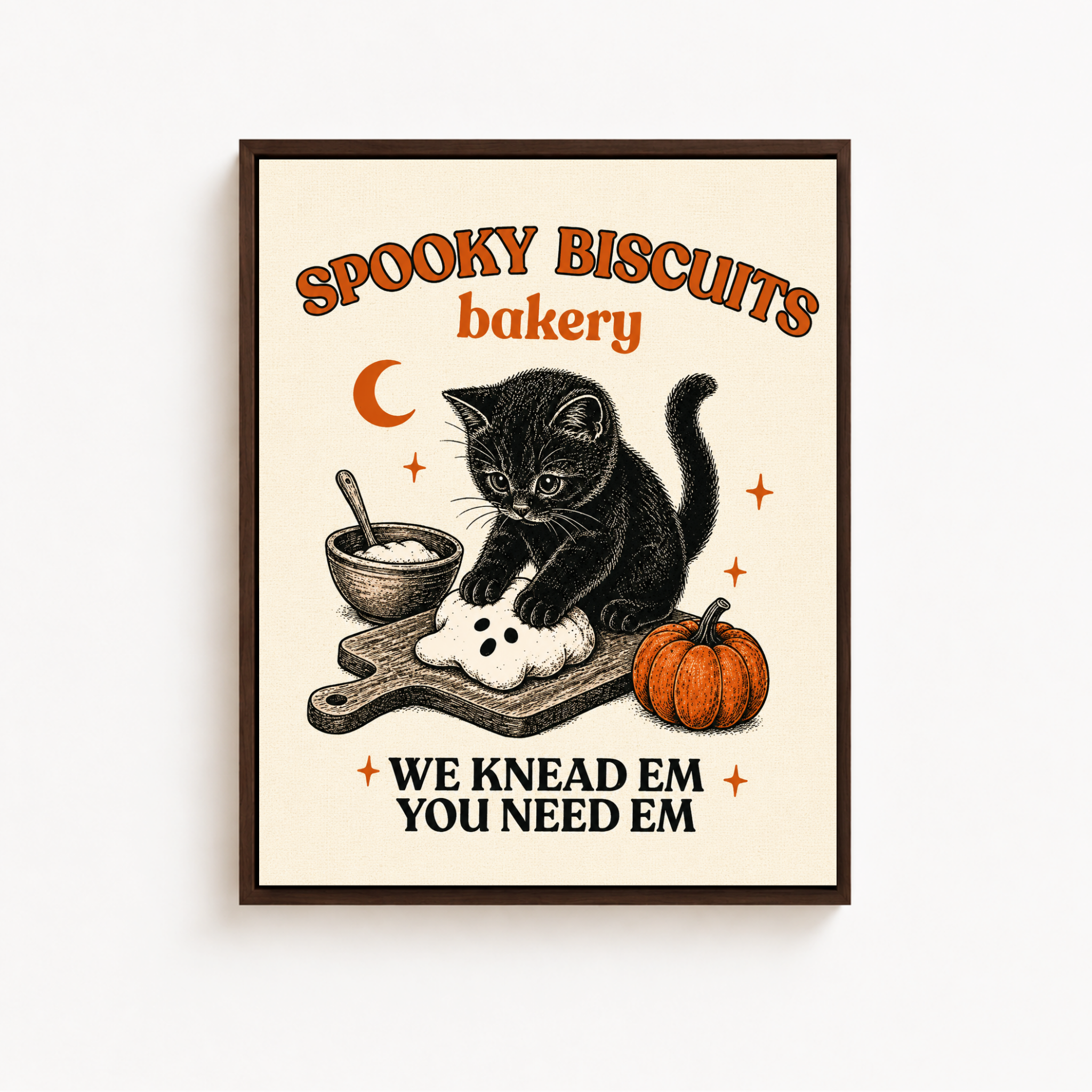 Spooky Biscuits Cat Canvas Wall Art Aura Canvas