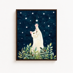 White Cat Starry Night Canvas Wall Art Aura Canvas