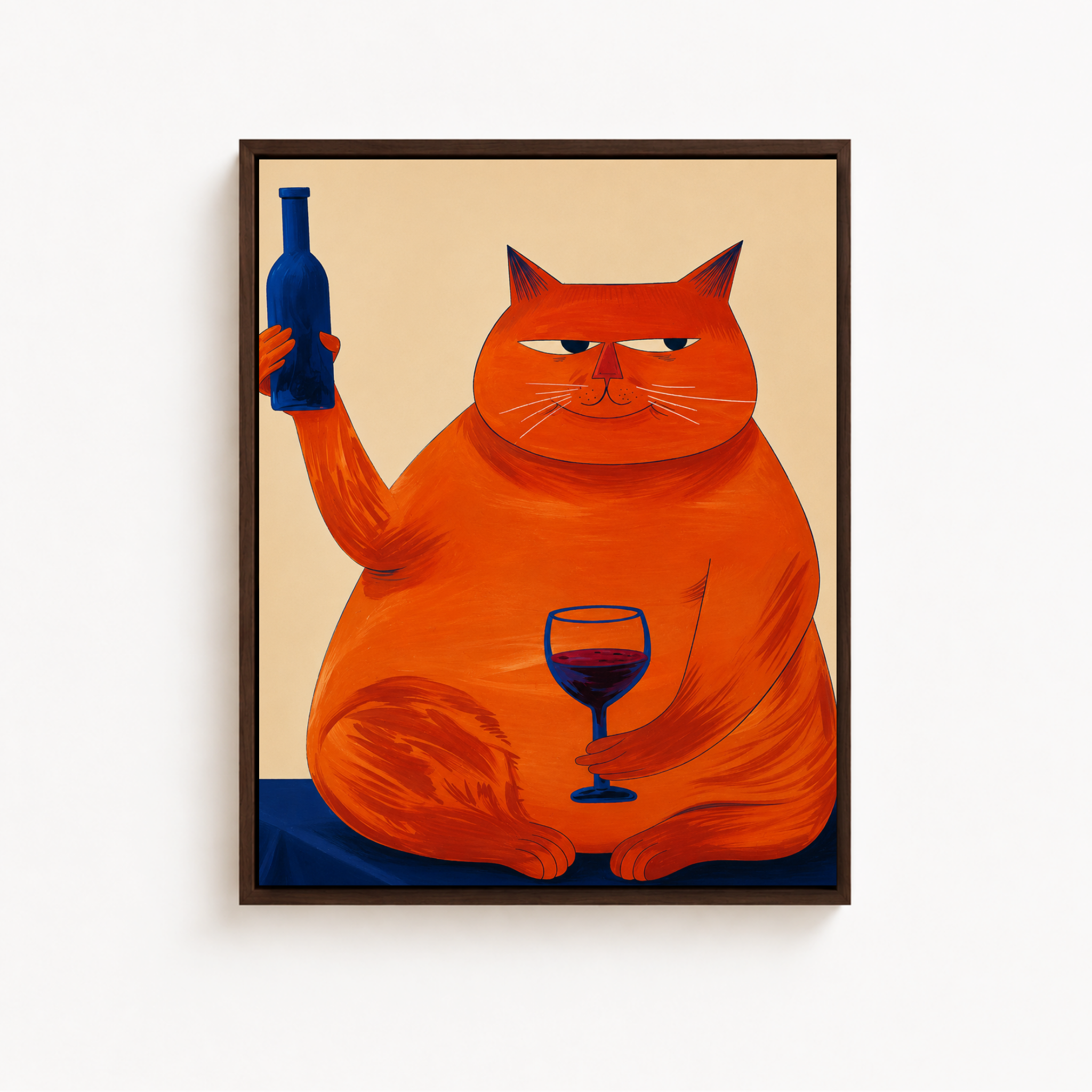 Orange Cat Wine Canvas Wall Art Aura Canvas