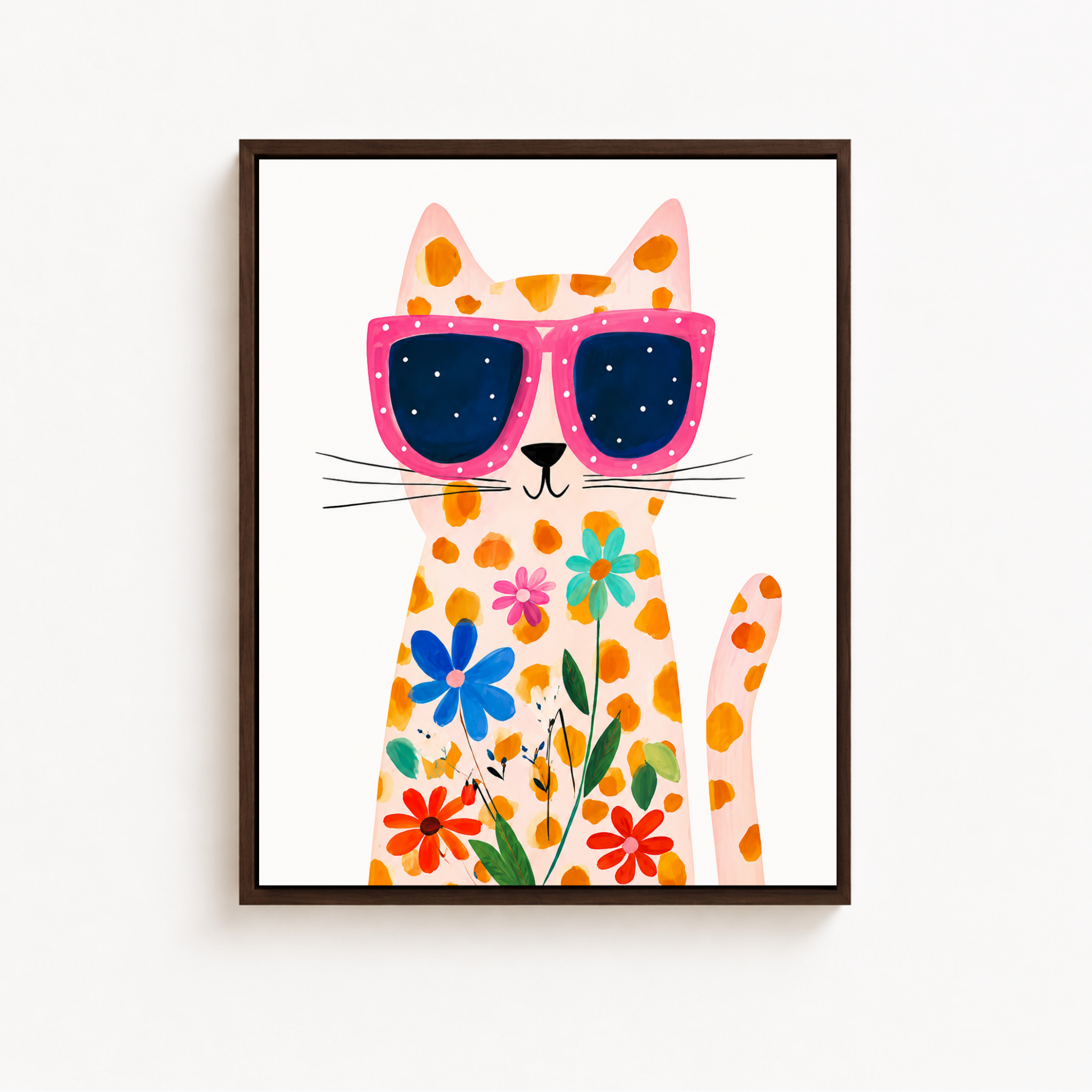 Flower Cat Canvas Wall Art Aura Canvas