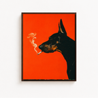 Smoking Doberman Canvas Wall Art Aura Canvas