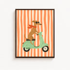 Dog Scooter Canvas Wall Art