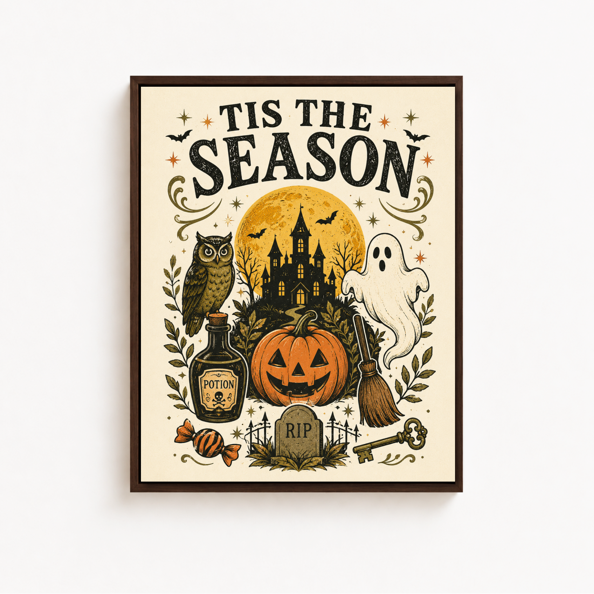 Tis The Season Halloween Canvas Wall Art Aura Canvas