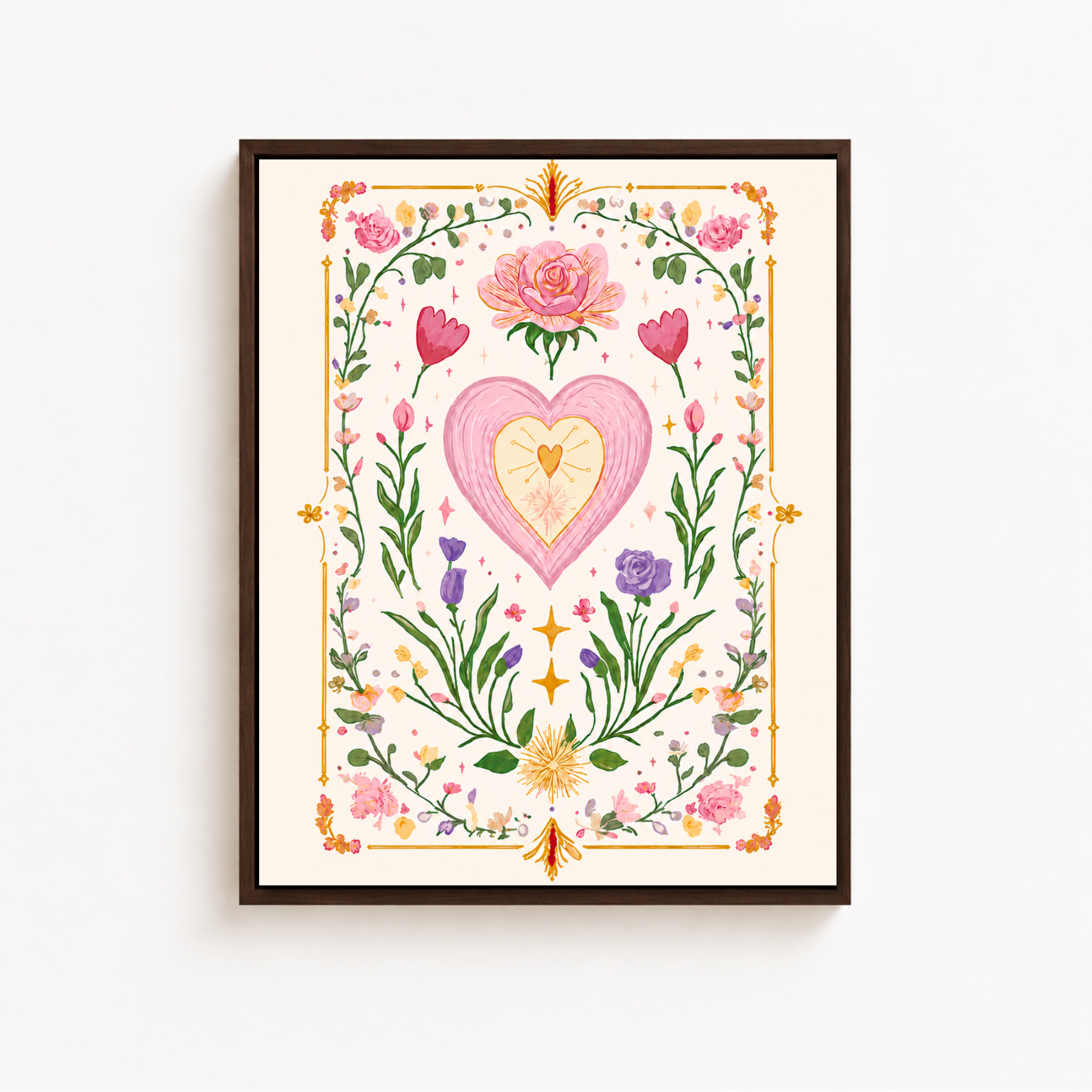 Floral Heart Canvas Wall Art Aura Canvas