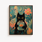 Black Cat Goldfish Canvas Wall Art Aura Canvas