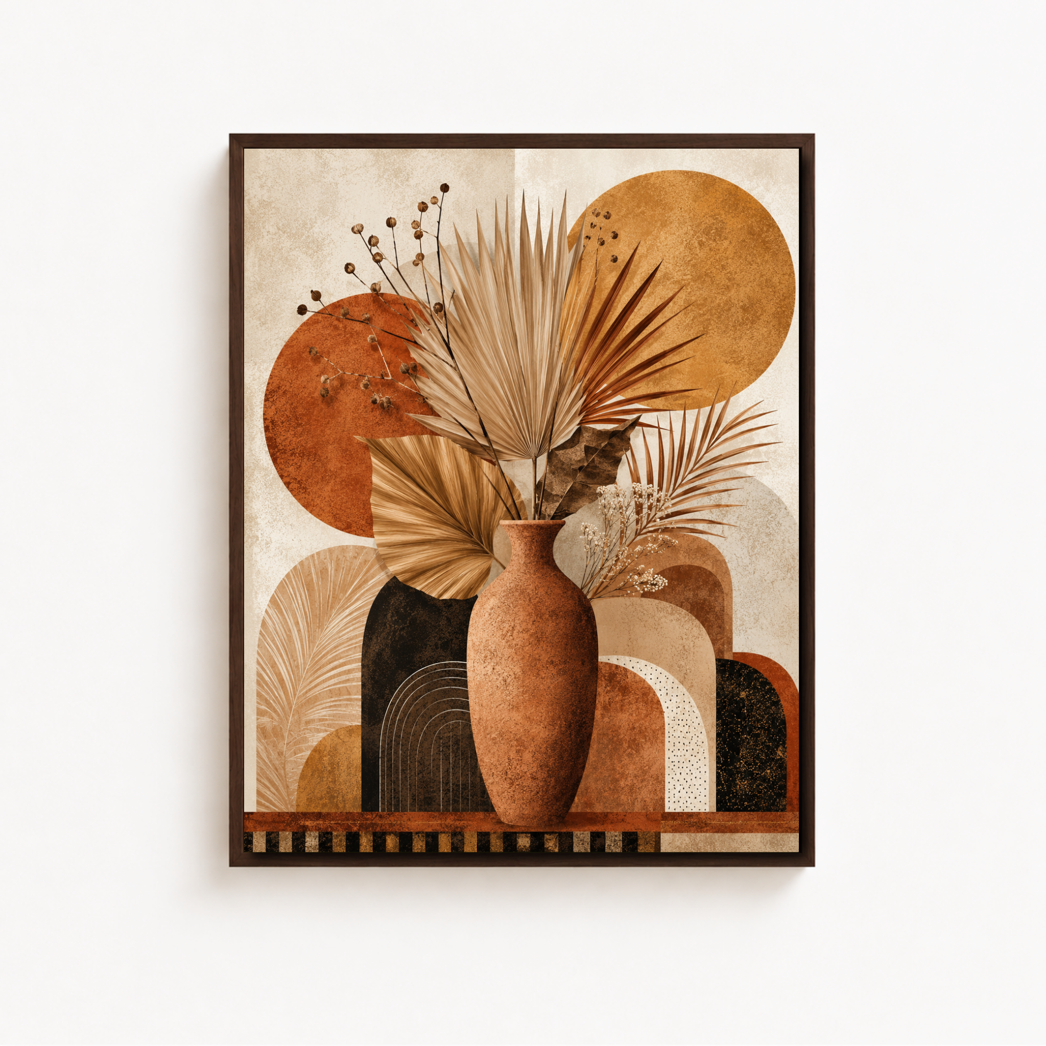 Boho Dried Palm Vase Canvas Wall Art Aura Canvas