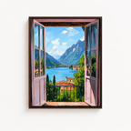 Italian Lake Window Canvas Wall Art Aura Canvas