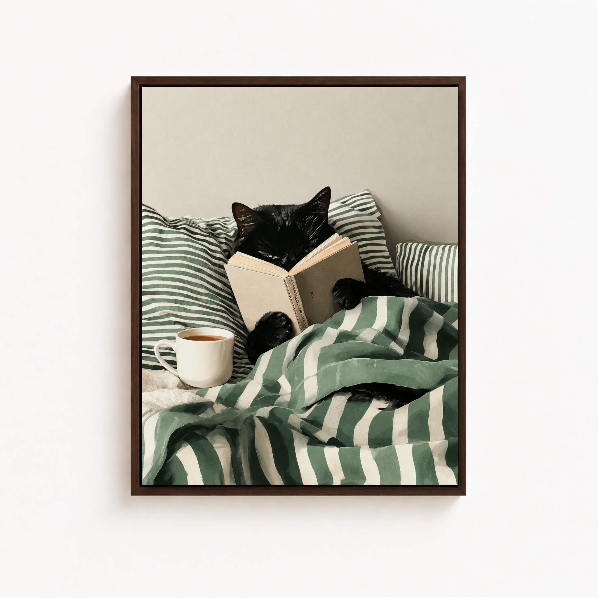 Reading Cat Canvas Wall Art Aura Canvas
