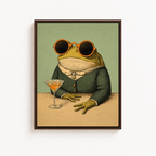 Funny Frog Martini Canvas Wall Art Aura Canvas