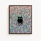 Black Cat Flower Field Canvas Wall Art Aura Canvas
