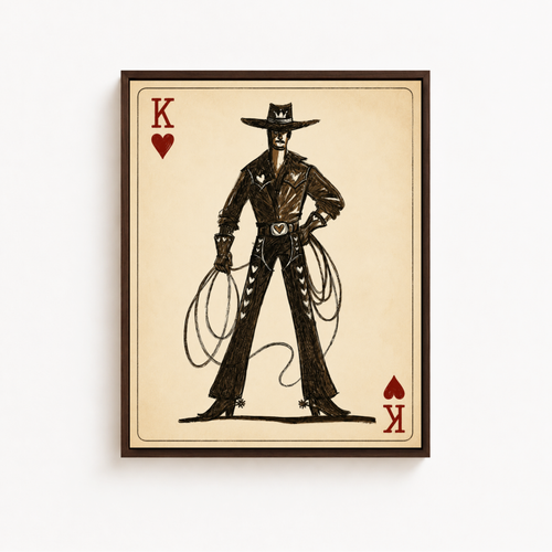 Cowboy King Playing Card Canvas Aura Canvas