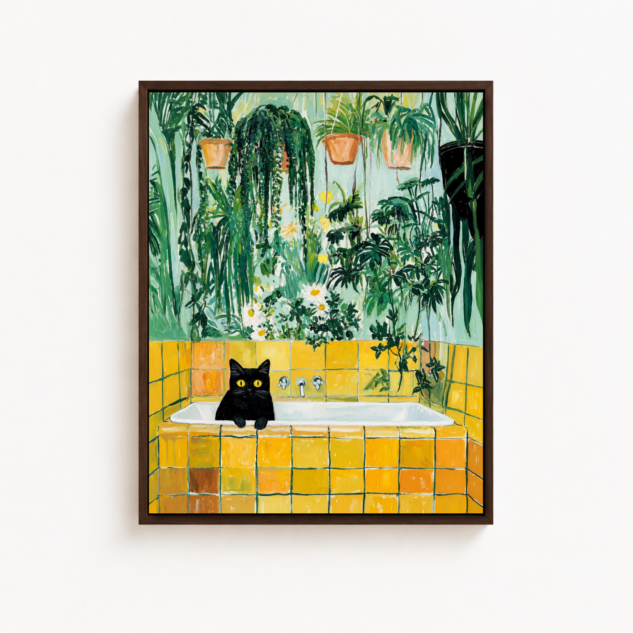 Black Cat Bathtub Canvas Wall Art Aura Canvas