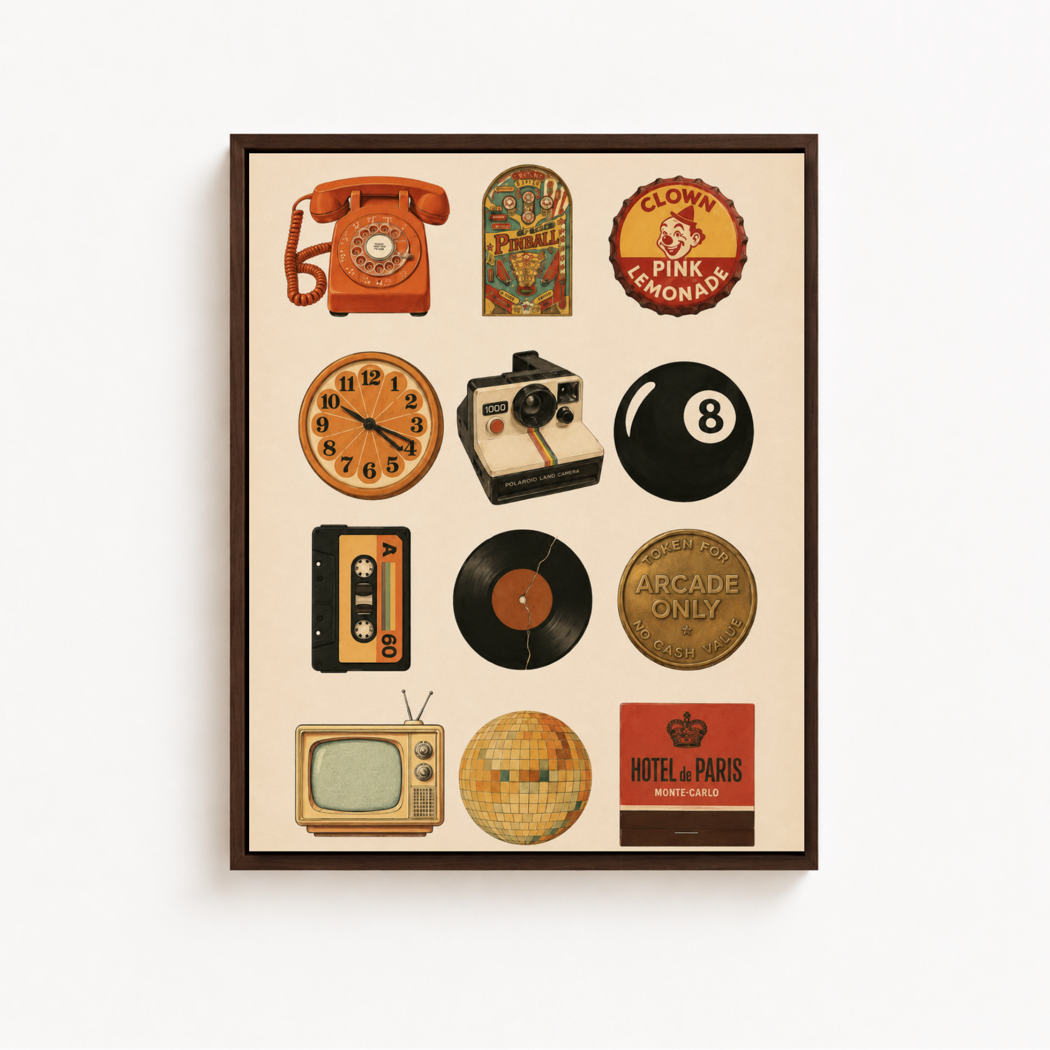 Retro Nostalgia Icons Canvas Wall Art Aura Canvas