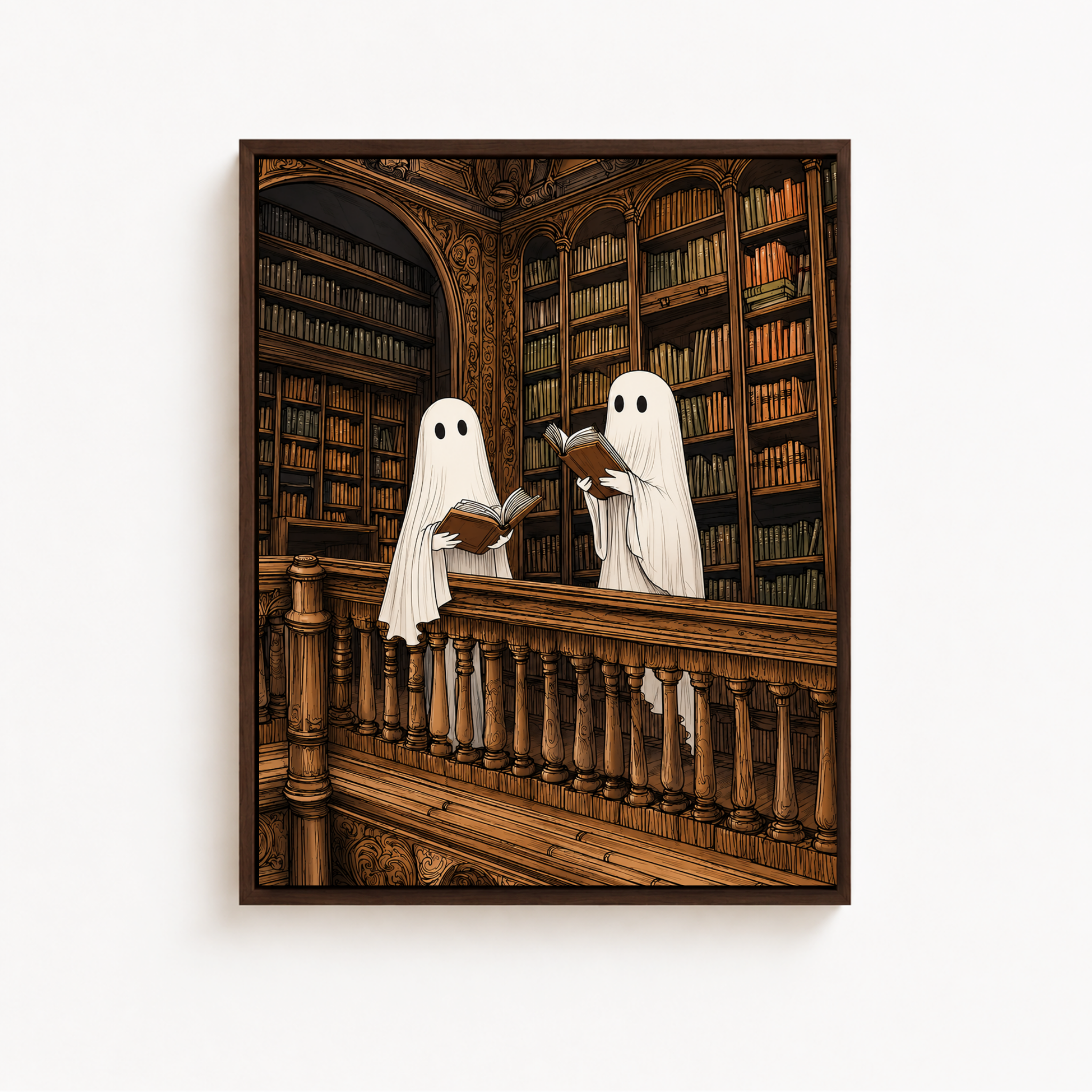 Ghost Library Canvas Wall Art Aura Canvas