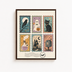 Vintage Halloween Stamp Canvas Wall Art Aura Canvas