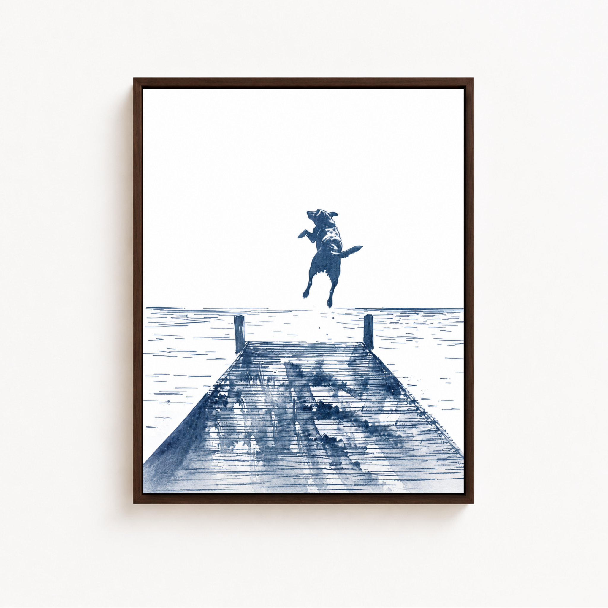 Blue Dog Lake Dock Canvas Wall Art Aura Canvas