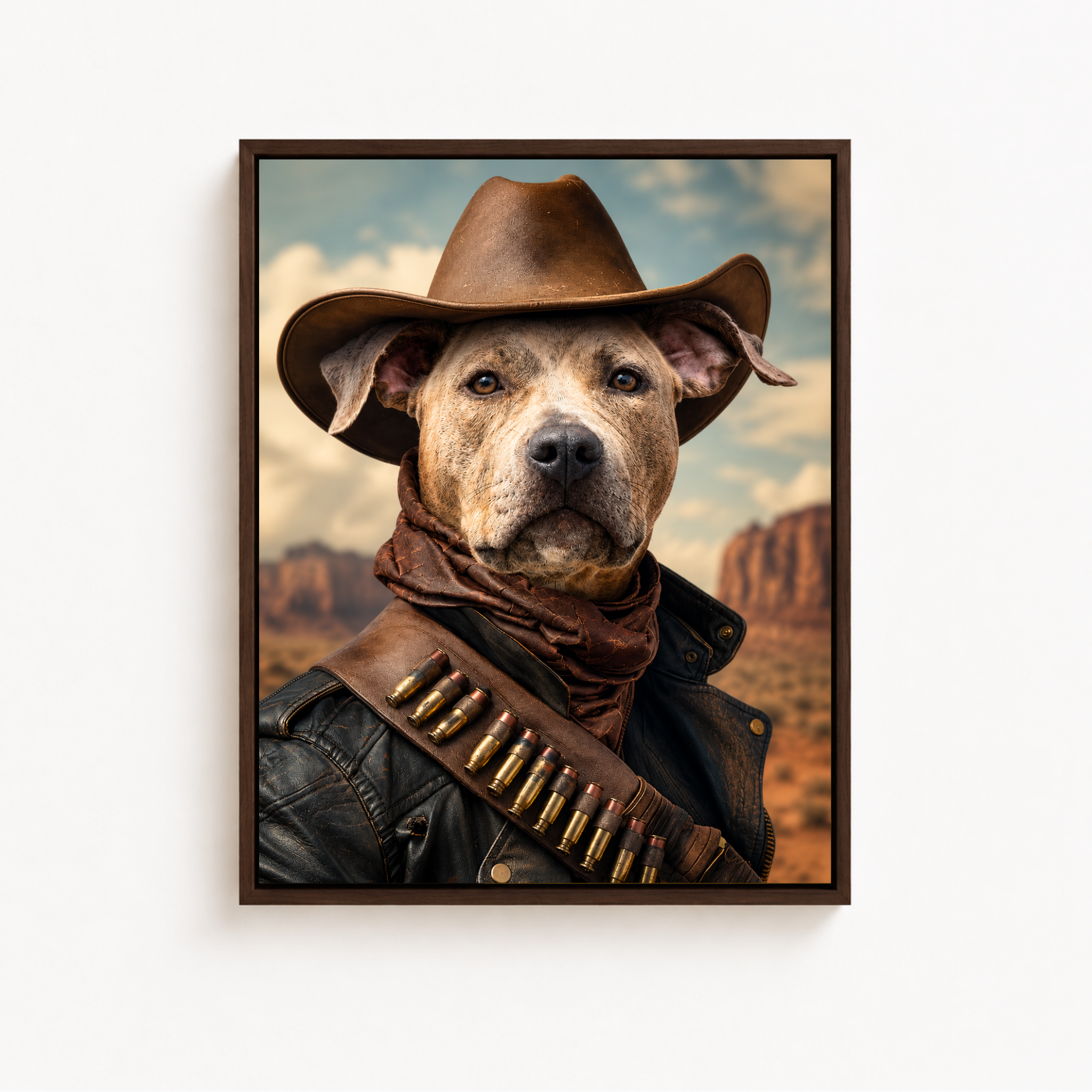 Custom Cowboy Dog Portrait Canvas Aura Canvas