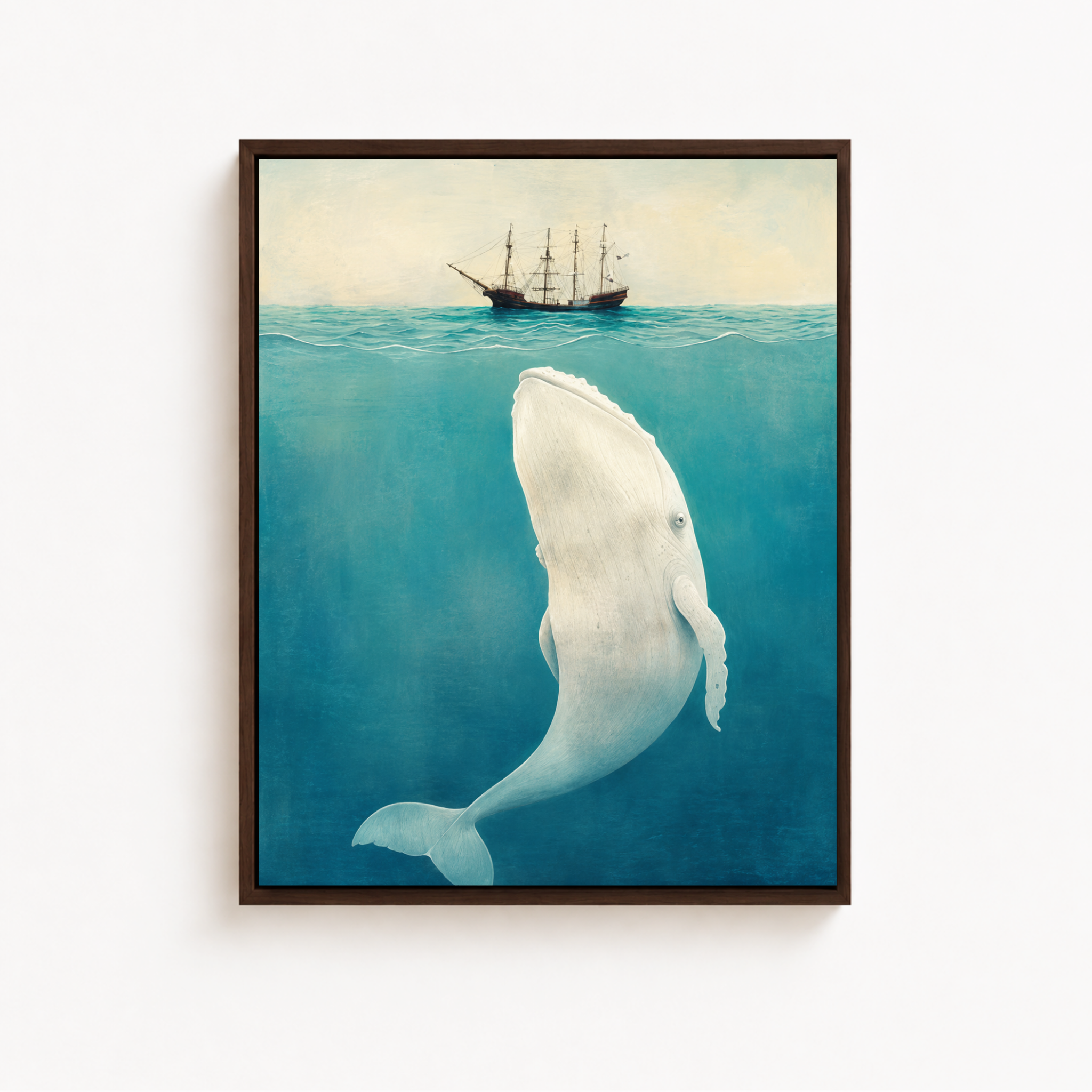 Whale Under Ship Canvas Wall Art Aura Canvas