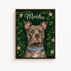 Custom Botanical Pet Portrait Canvas Aura Canvas