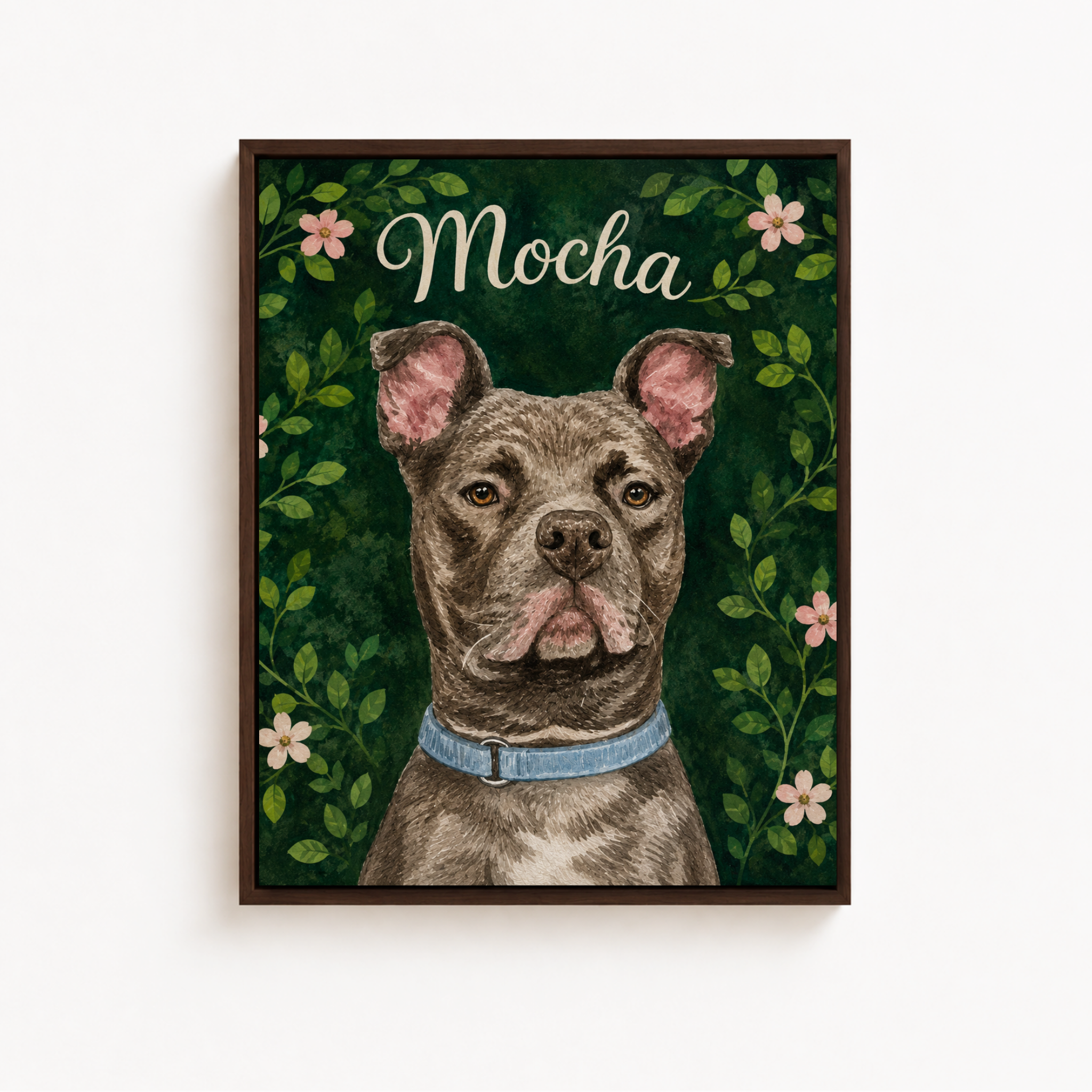 Custom Botanical Pet Portrait Canvas Aura Canvas