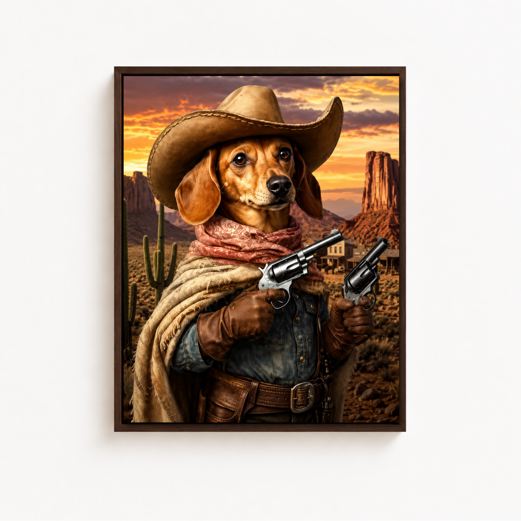 Custom Cowboy Pet Portrait Canvas Aura Canvas
