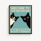 Funny Bathroom Cat Canvas Wall Art Aura Canvas
