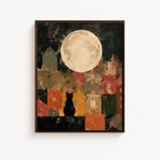Black Cat Moon Canvas Wall Art Aura Canvas