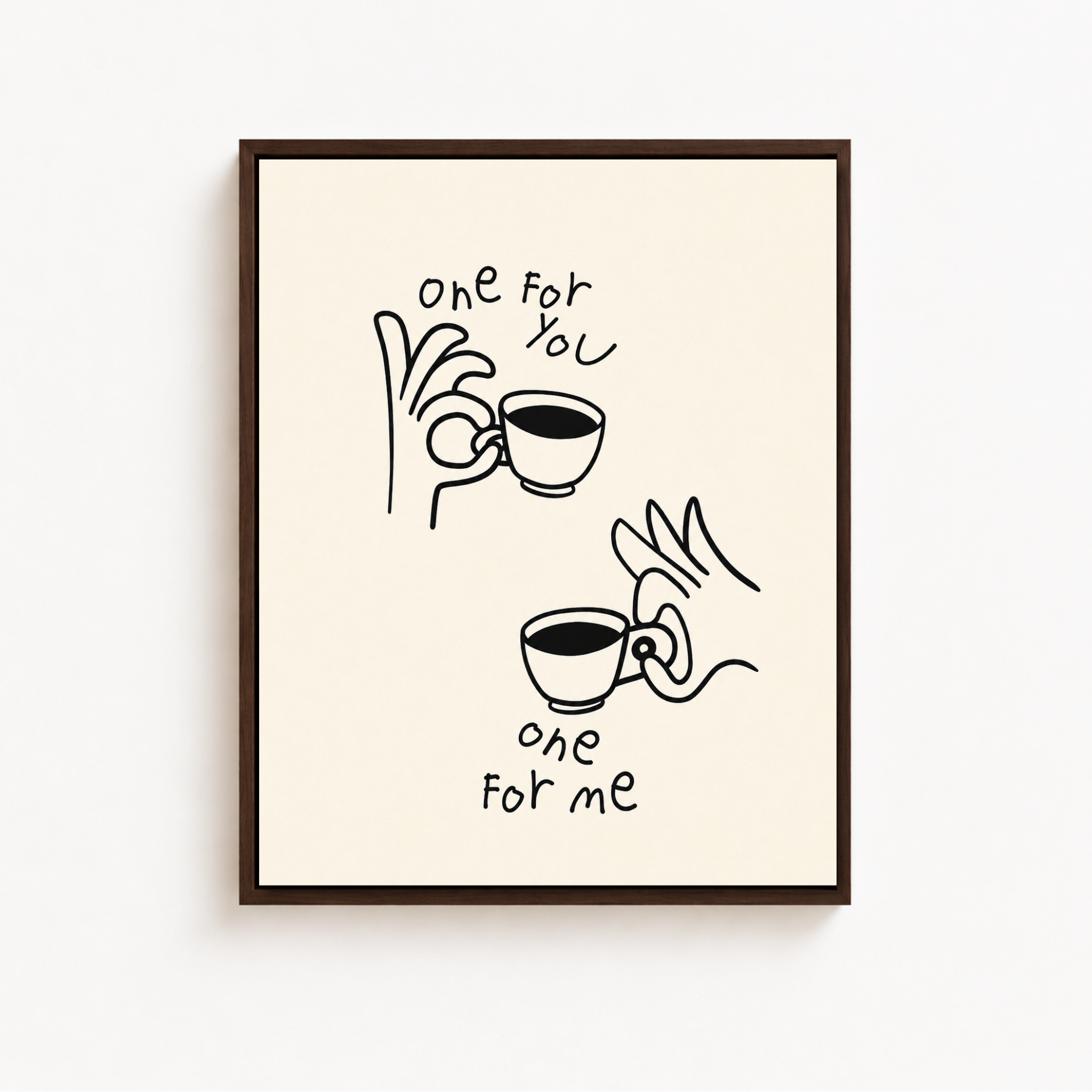 One For You One For Me Coffee Canvas Wall Art Aura Canvas