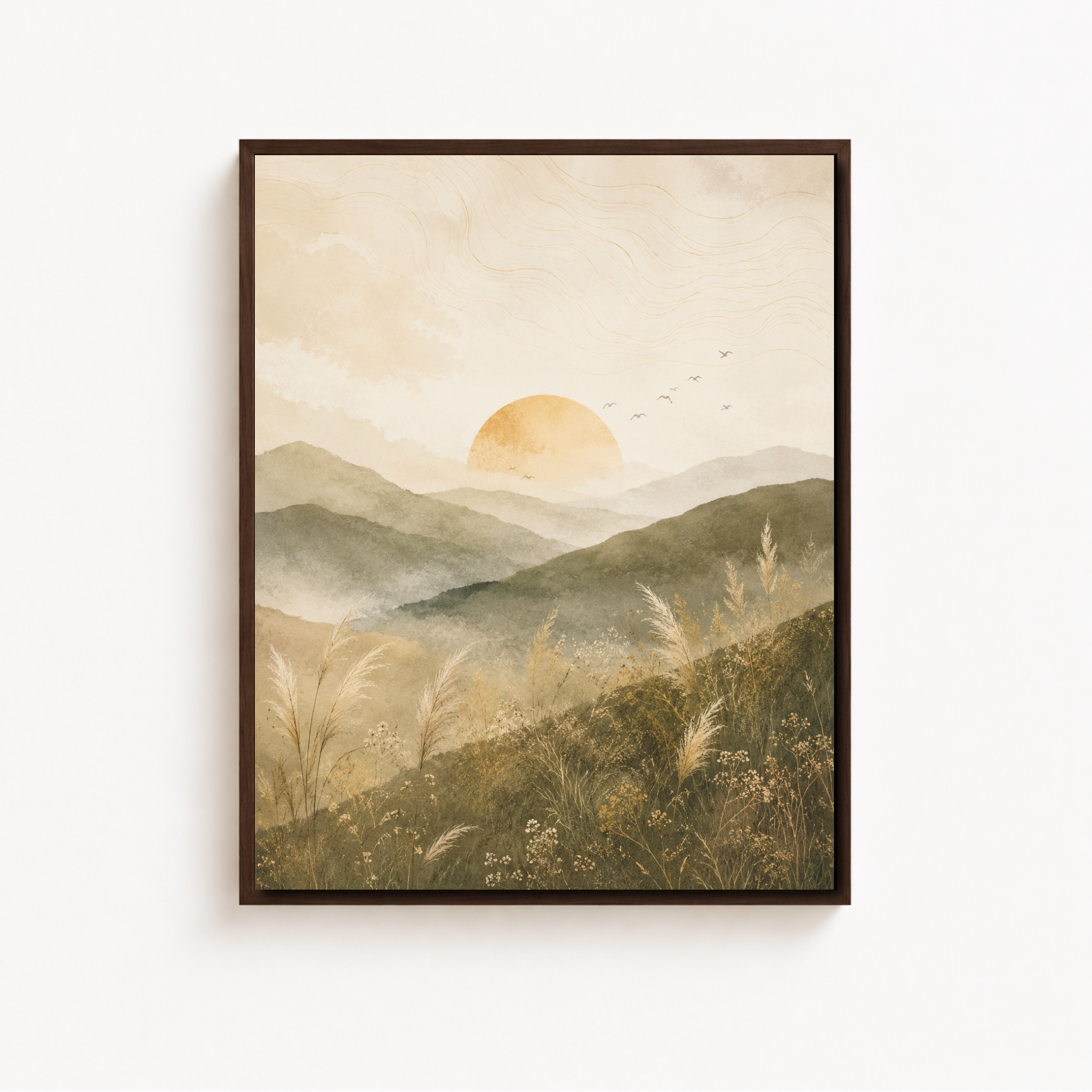 Neutral Mountain Sunrise Canvas Aura Canvas