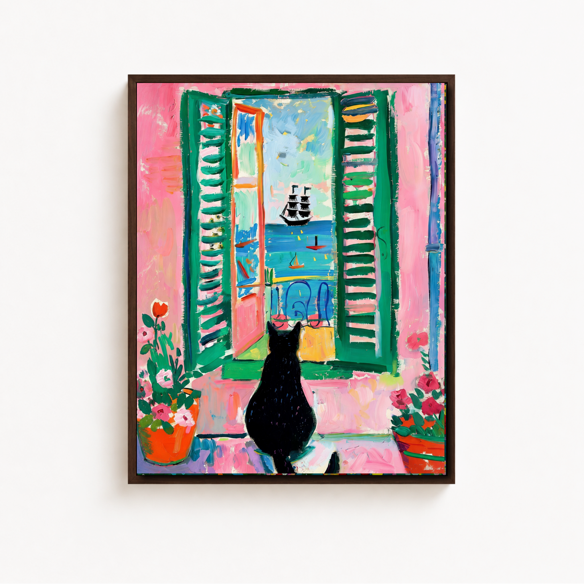 Black Cat Window Canvas Wall Art Aura Canvas
