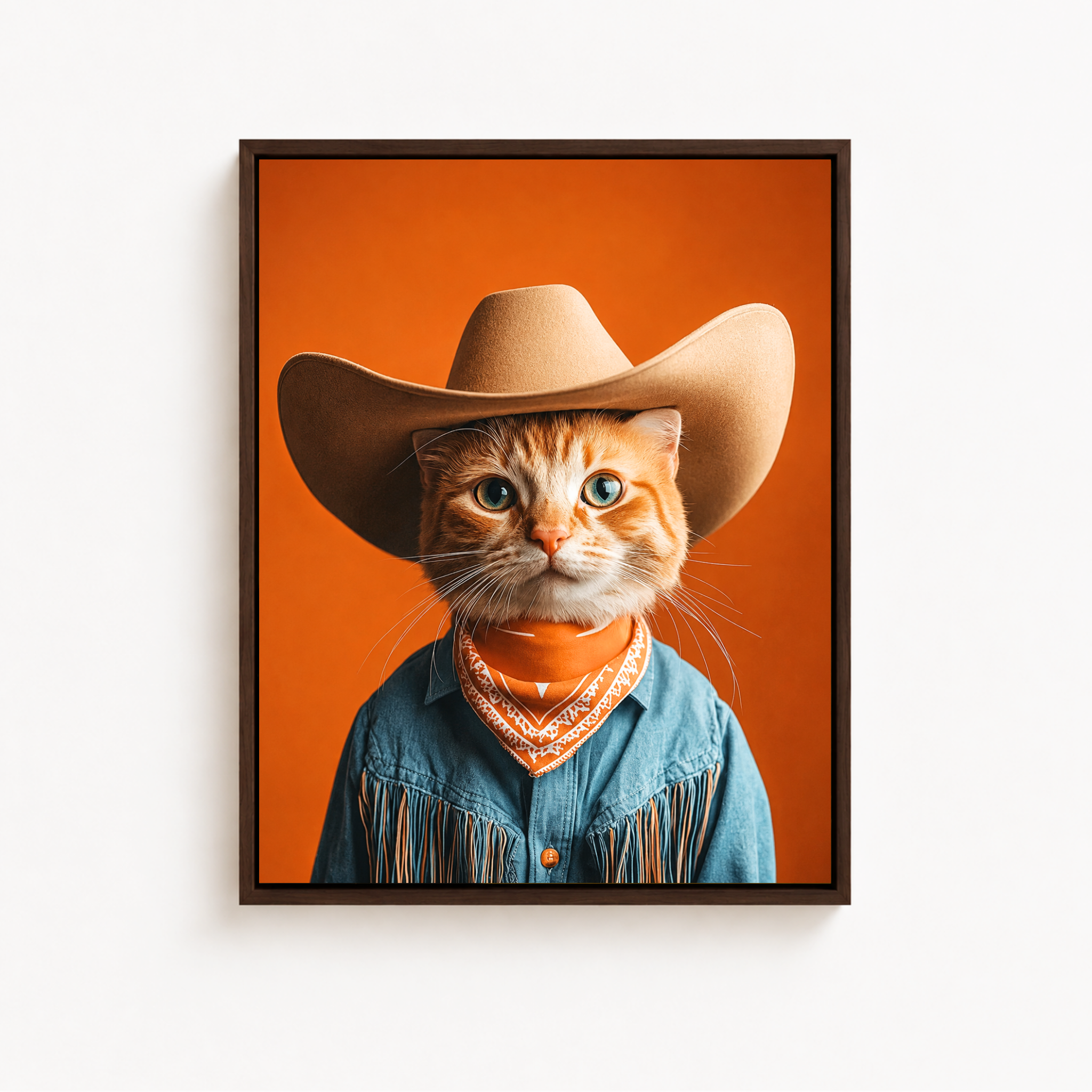 Custom Cowboy Cat Portrait Canvas Aura Canvas