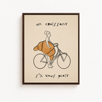 Croissant Bicycle Canvas Wall Art Aura Canvas