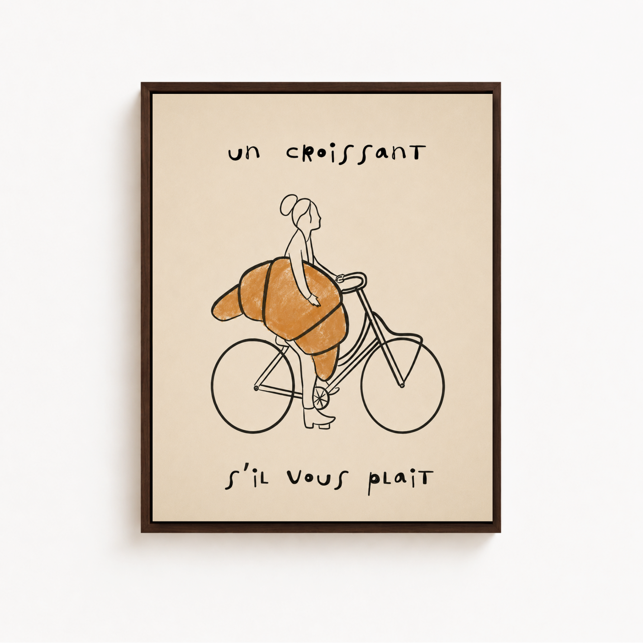 Croissant Bicycle Canvas Wall Art Aura Canvas